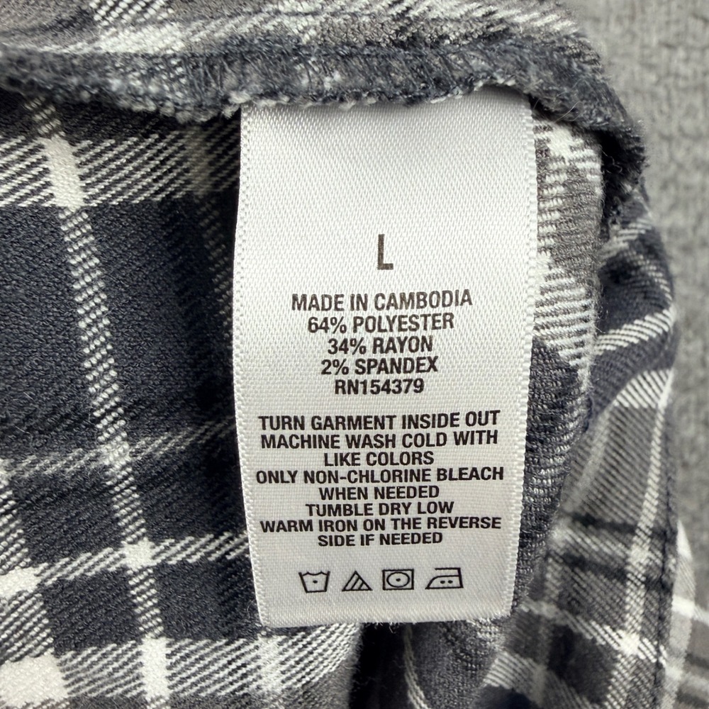Aeropostale Plaid Mini Skirt Gray Black Women's L Large High Waisted Front Slits - Picture 4 of 8